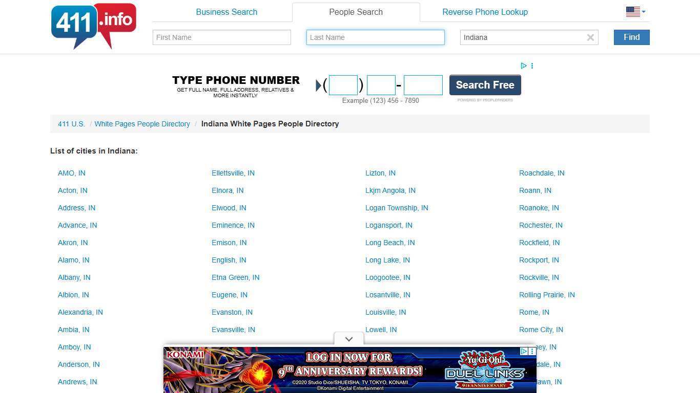 Indiana White Pages People Directory - 411.info™